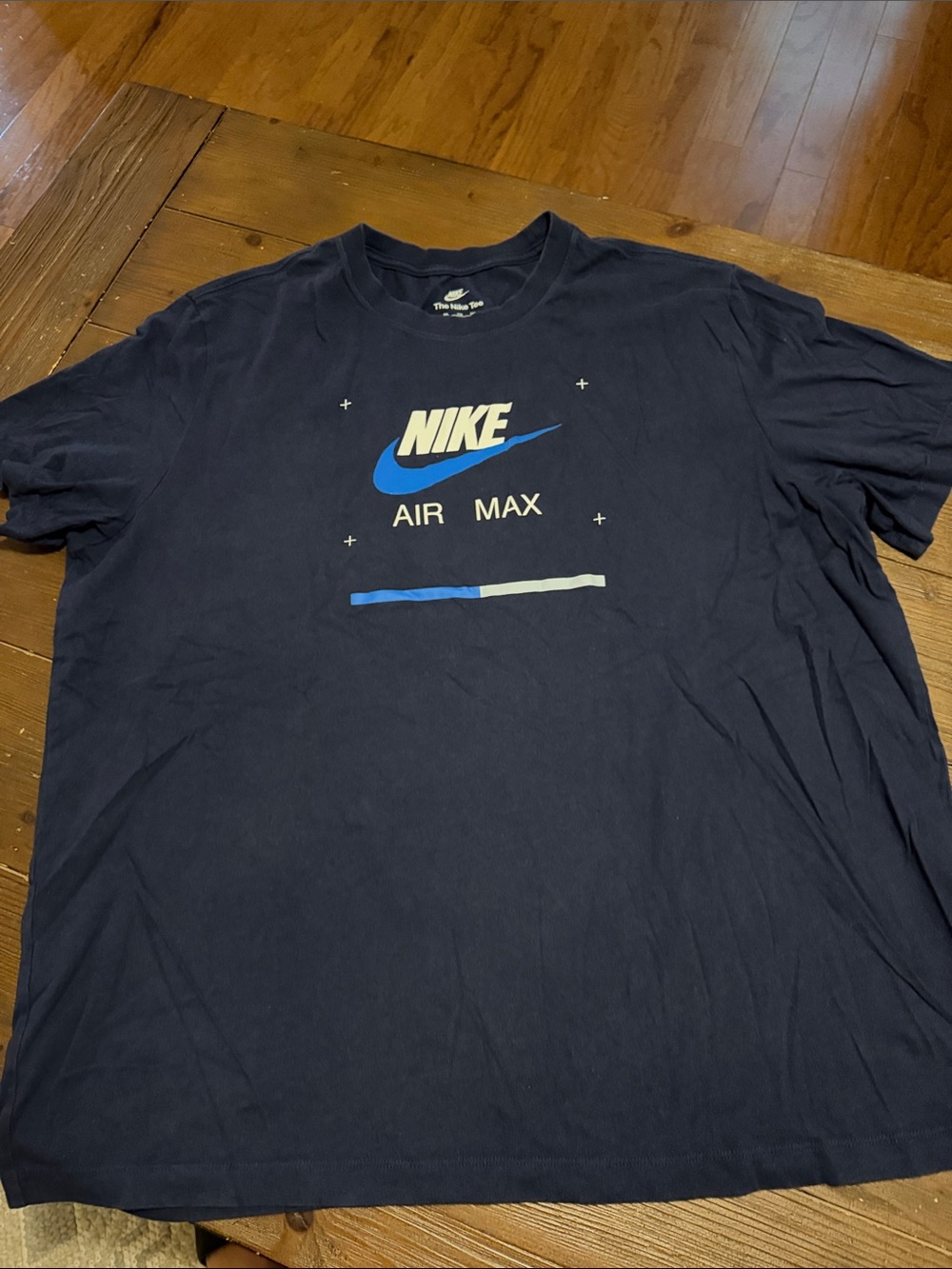 Nike Navy Short Sleeve Air Max Tee with Blue and White Logo